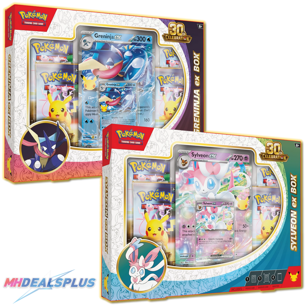 Pokemon 30th Celebration ex Box Set of 2 Greninja ex Sylveon ex Ravli