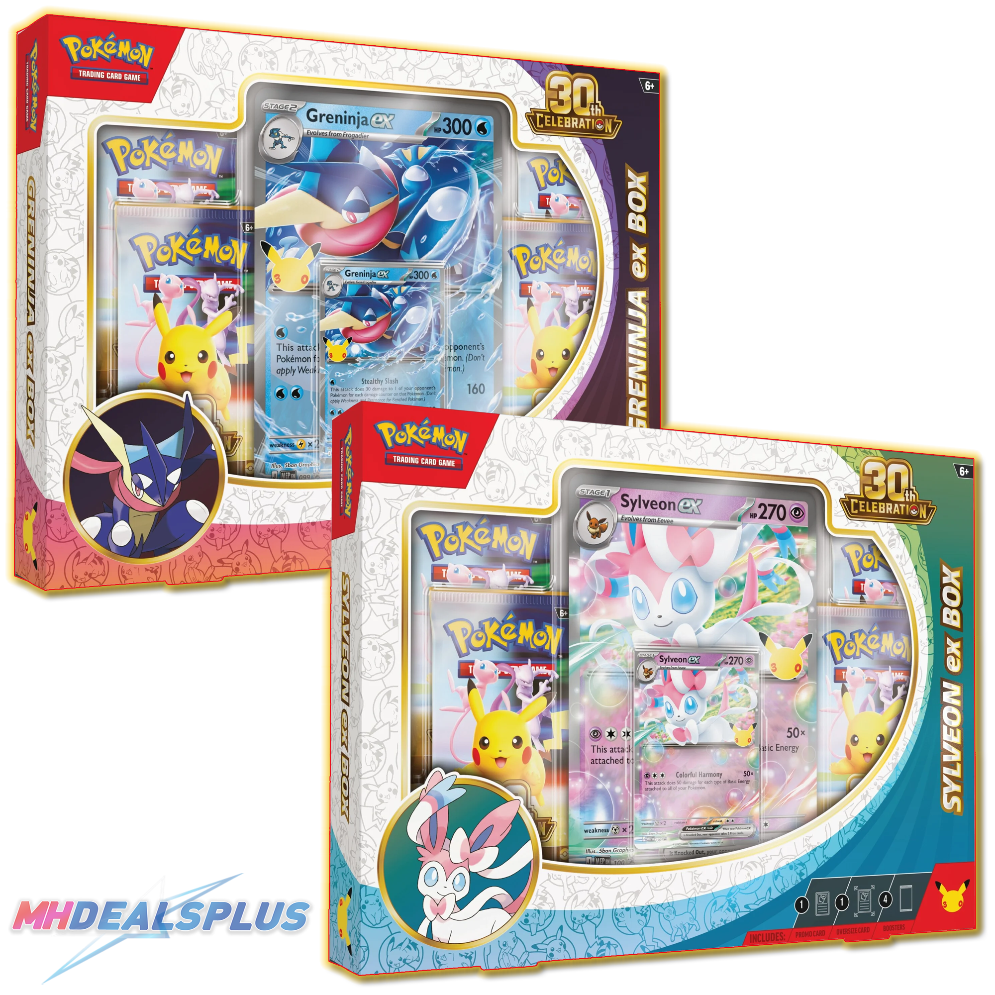Pokemon 30th Celebration ex Box Set of 2 Greninja ex Sylveon ex Ravli